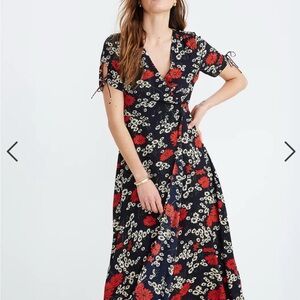 Madewell Peekaboo-Sleeve Midi Daisies Dress Size 4